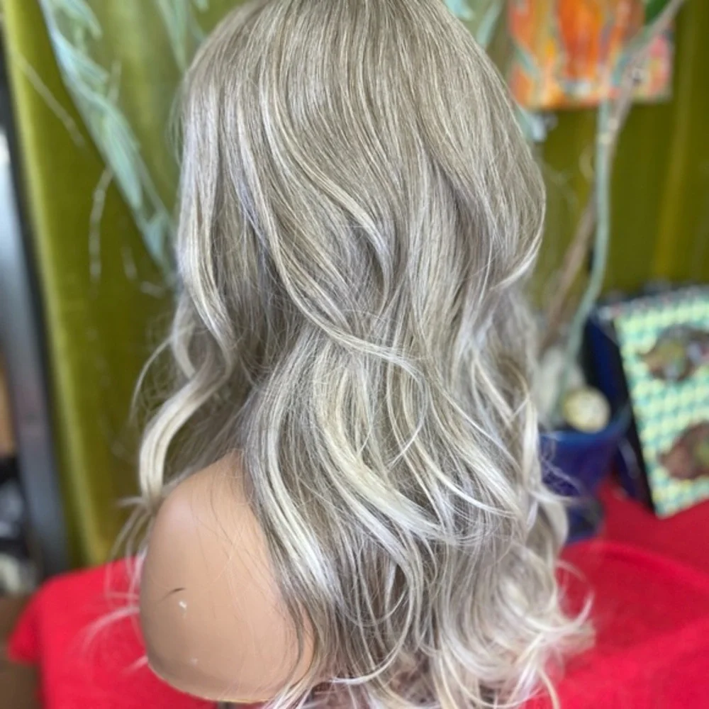 icy ash silver blonde balayage wig